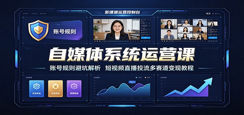 自媒体系统运营课：账号规则避坑解析，短视频直播投流多赛道变现教程-伏羲SAAS