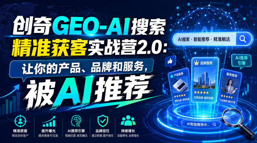 创奇GEO-AI搜索精准获客实战营2.0:让你的产品、品牌和服务,被AI推荐-伏羲SAAS