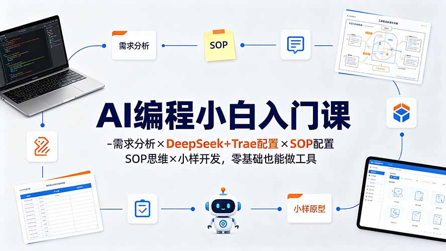 AI编程小白入门课-需求分析×DeepSeek+Trae配置×SOP思维×小样开发,零基础也能做工具-伏羲SAAS
