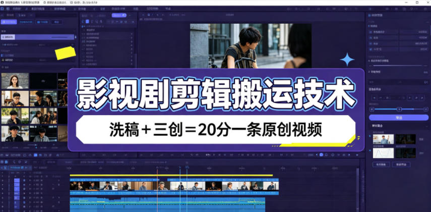 影视剧剪辑搬运技术，洗稿+三创=20分一条原创视频-伏羲SAAS