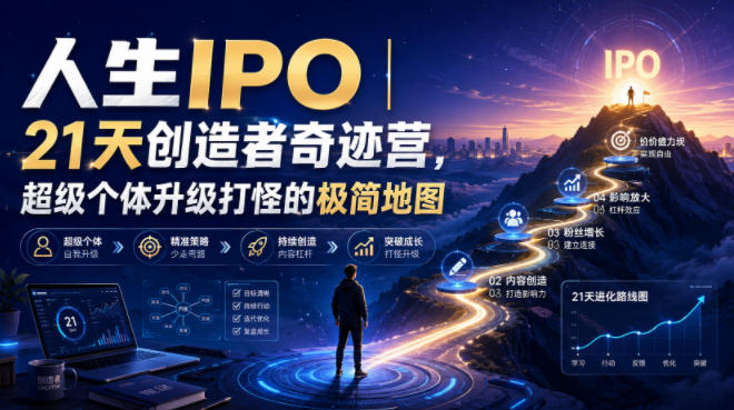 人生IPO︱21天创造者奇迹营，​超级个体升级打怪的极简地图-伏羲SAAS