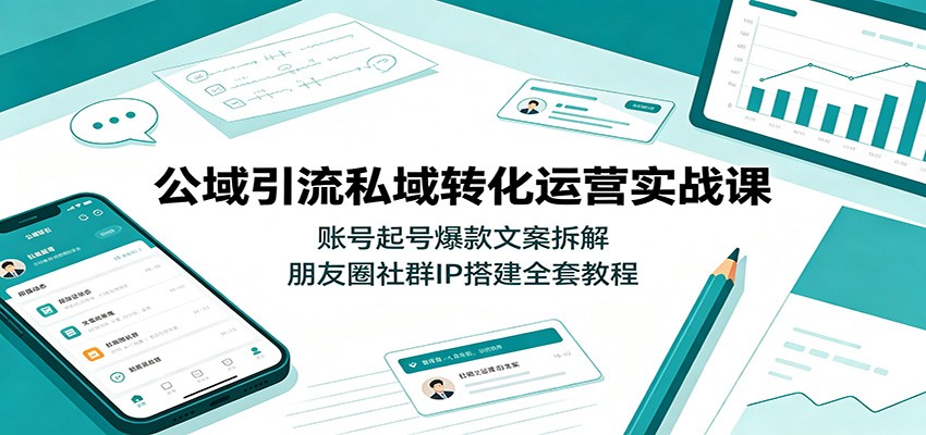 公域引流私域转化运营实战课：账号起号爆款文案拆解，朋友圈社群IP搭建全套教程-伏羲SAAS