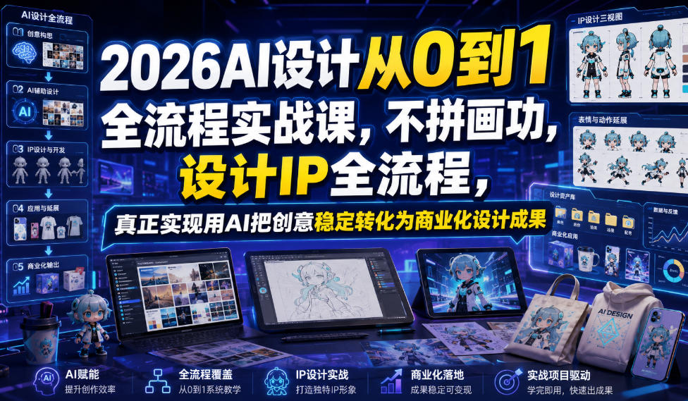 2026AI设计从0到1全流程实战课，不拼画功，设计IP全流程，真正实现用AI把创意稳定转化为商业化设计成果-伏羲SAAS