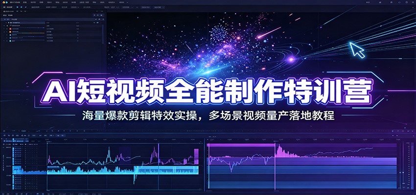 AI短视频全能制作特训营：海量爆款剪辑特效实操，多场景视频量产落地教程-伏羲SAAS