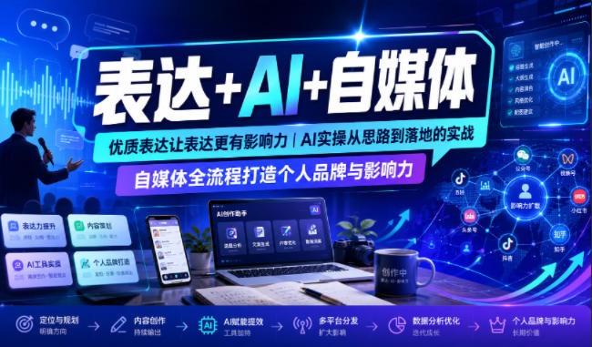 表达+AI+自媒体，优质表达让表达更有影响力|AI实操从思路到落地的实战|自媒体全流程打造个人品牌与影响力-伏羲SAAS