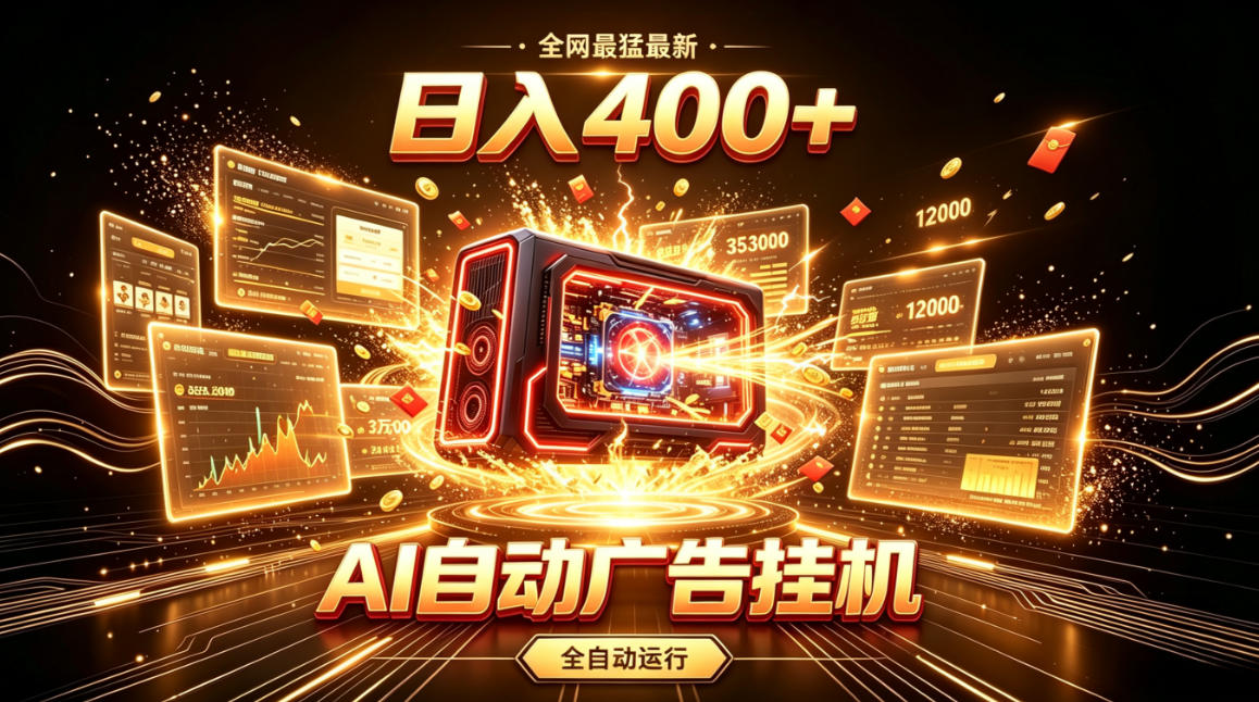 全网最猛最新的AI自动广告挂G，狠收益日入400+，真正做到躺賺式变现【揭秘】-伏羲SAAS