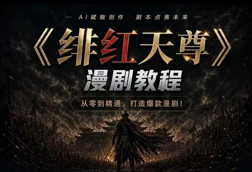 绯红天尊AI漫剧系统教程｜从零入门到精通，工具运用+剧本创作+爆款逻辑+提示词素材+镜头剪辑，全套爆款漫剧落地实战课-伏羲SAAS
