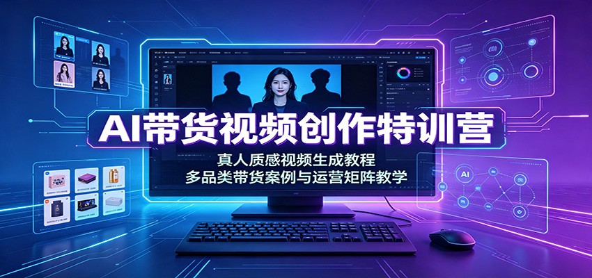 AI带货视频创作特训营：真人质感视频生成教程，多品类带货案例与运营矩阵教学-伏羲SAAS