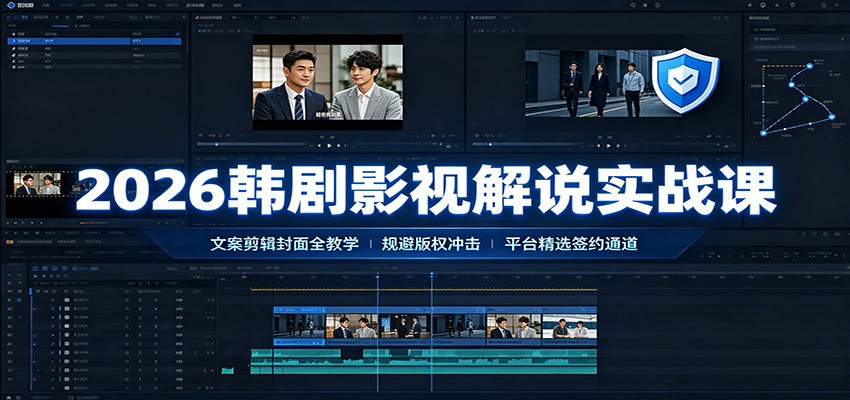 2026韩剧影视解说实战课：文案剪辑封面全教学，规避版权冲击平台精选签约通道-伏羲SAAS