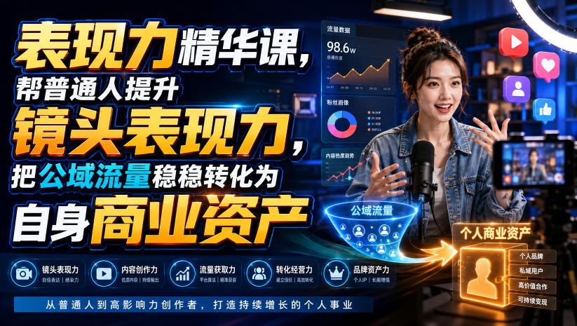 表现力精华课，帮普通人提升镜头表现力，把公域流量稳稳转化为自身商业资产-伏羲SAAS