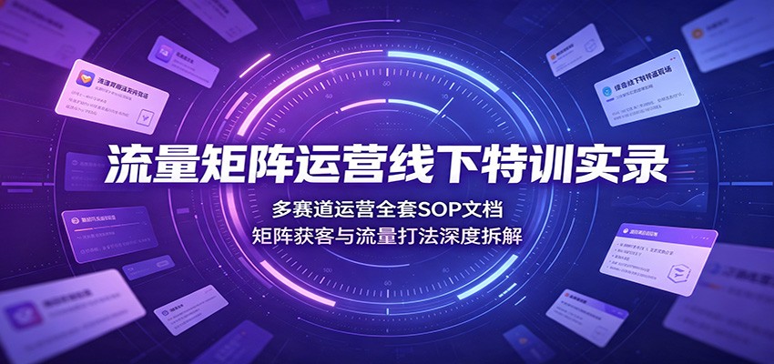 流量矩阵运营线下特训实录：多赛道运营全套SOP文档，矩阵获客与流量打法深度拆解-伏羲SAAS