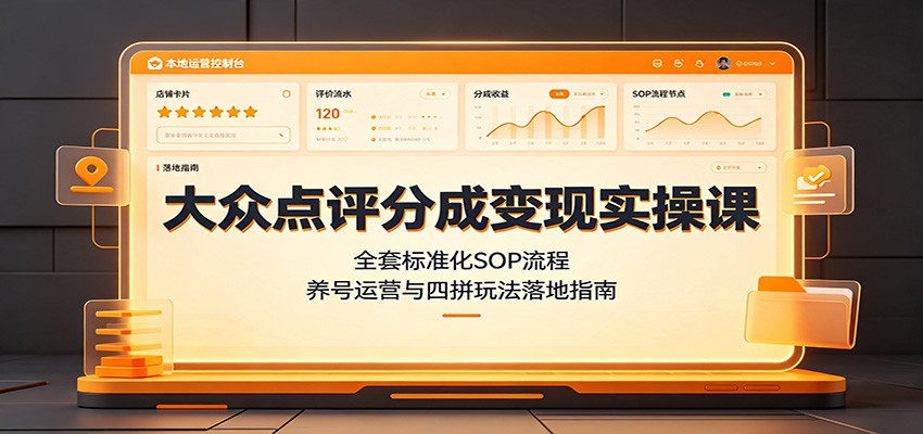 大众点评分成变现实操课：全套标准化SOP流程，养号运营与四拼玩法落地指南-伏羲SAAS