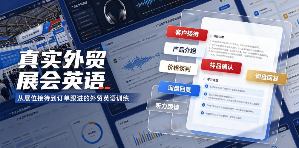 真实外贸展会英语，广交会外贸口语听力突击课程【音频】-伏羲SAAS