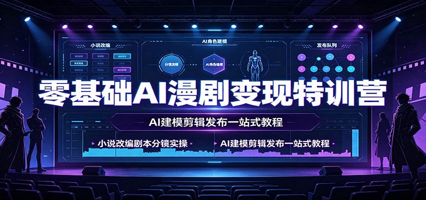 零基础AI漫剧变现特训营：小说改编剧本分镜实操，AI建模剪辑发布一站式教程-伏羲SAAS