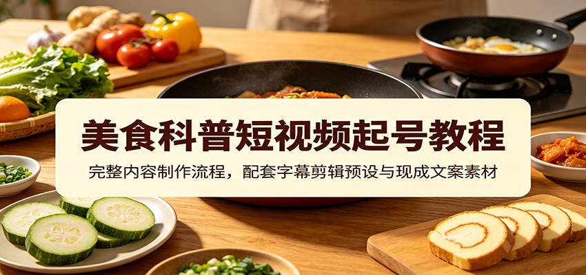 美食科普短视频起号教程：完整内容制作流程，配套字幕剪辑预设与现成文案素材-伏羲SAAS