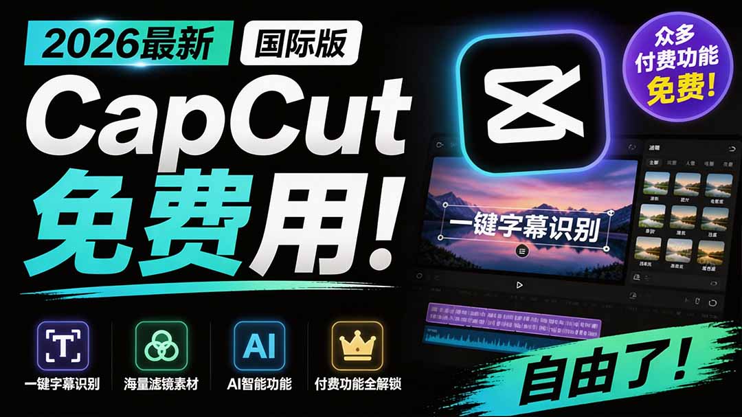 2026最新国际版剪映！CapCut 众多付费功能免费用，一键字幕识别 / 滤镜素材 / AI智能功能自由了 CapCut-伏羲SAAS