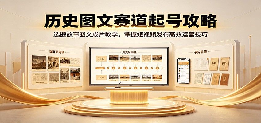历史图文赛道起号攻略：选题故事图文成片教学，掌握短视频发布高效运营技巧-伏羲SAAS