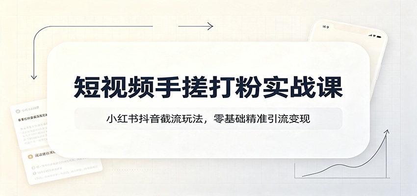 短视频手搓打粉实战课：小红书抖音截流玩法，零基础精准引流变现-伏羲SAAS