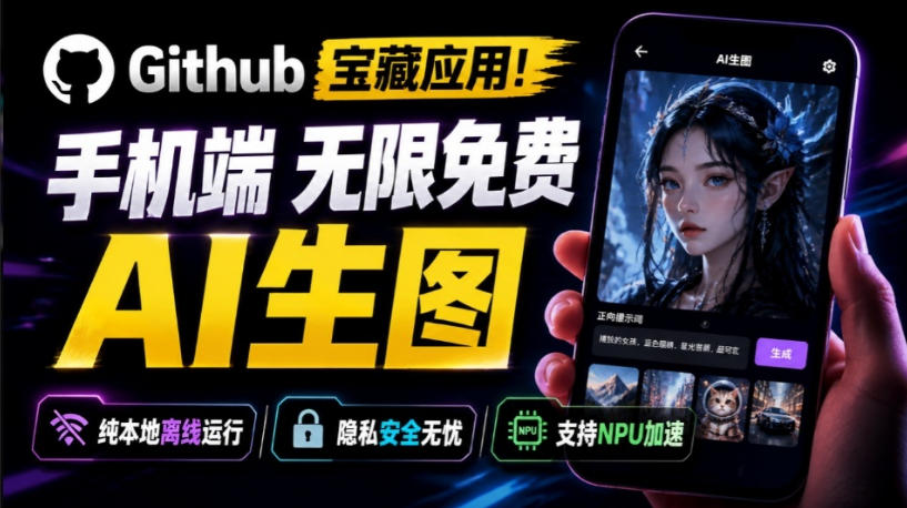 Github宝藏应用！手机端无限免费AI生图，纯本地离线运行，支持NPU加速斩获3.1k stars，local-dream-伏羲SAAS