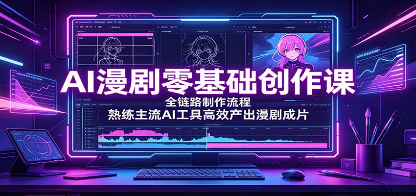 AI漫剧零基础创作课：全链路制作流程，熟练主流AI工具高效产出漫剧成片-伏羲SAAS