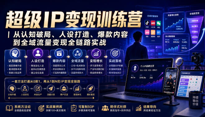 超级IP变现训练营｜从认知破局、人设打造、爆款内容到全域流量变现全链路实战-伏羲SAAS