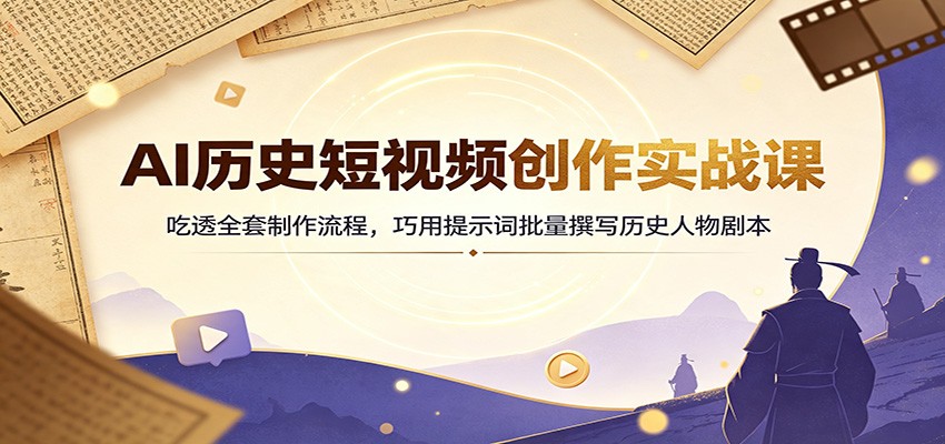 AI历史短视频创作实战课：吃透全套制作流程，巧用提示词批量撰写历史人物剧本-伏羲SAAS
