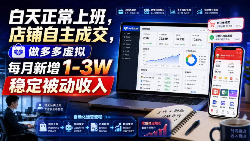 白天正常上班，店铺自主成交，做多多虚拟每月新增1-3W稳定被动收入【揭秘】-伏羲SAAS