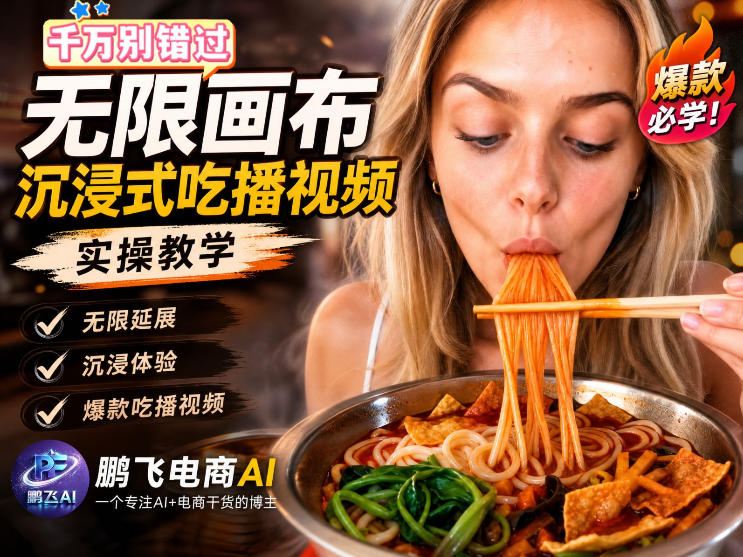 保姆级教程｜用AI无线画布做沉浸式吃播，3步直接出片，无线画布工作流，操作简单好上手-伏羲SAAS