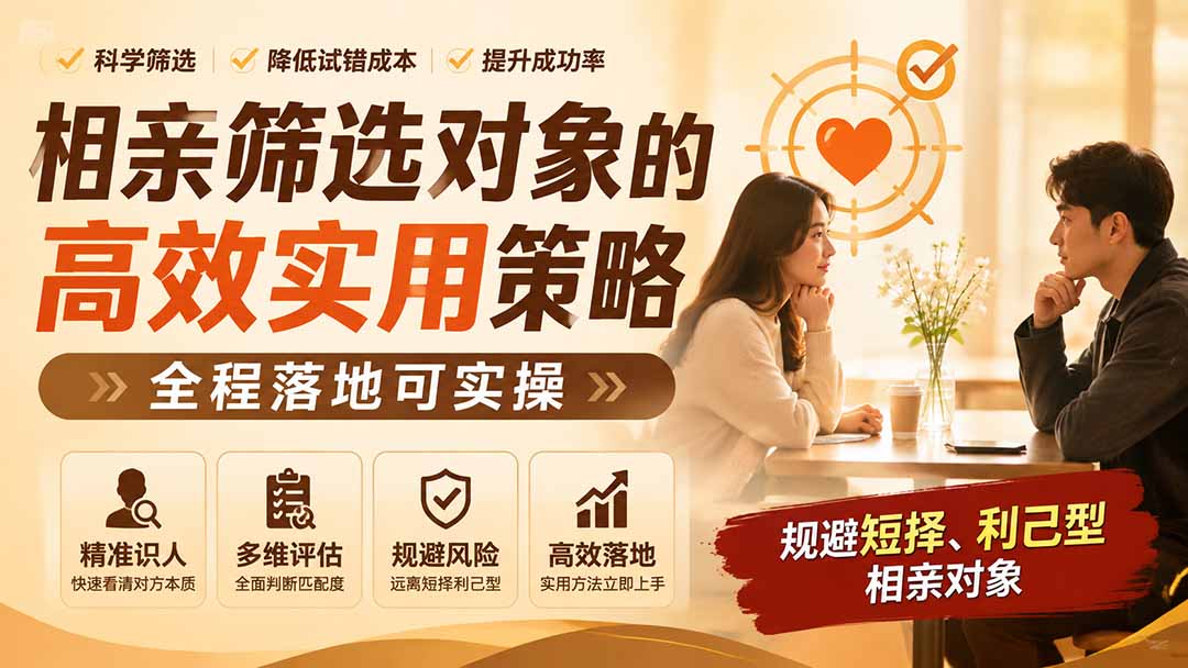 付费文章：相亲筛选对象的高效实用策略，全程落地可实操，规避短择、利己型相亲对象-伏羲SAAS