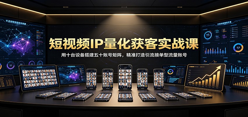 短视频IP量化获客实战课：用十台设备搭建五十账号矩阵，精准打造引流接单型流量账号-伏羲SAAS