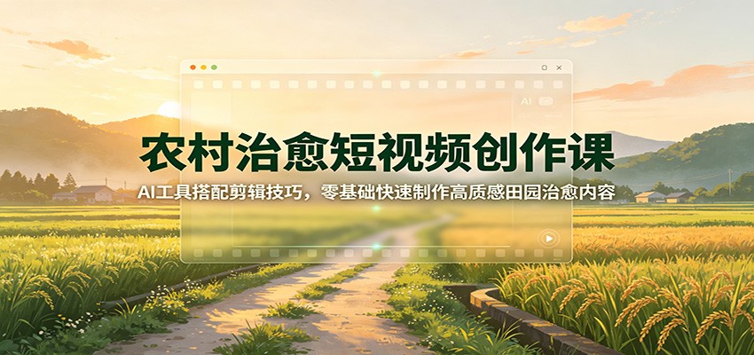 农村治愈短视频创作课：AI工具搭配剪辑技巧，零基础快速制作高质感田园治愈内容-伏羲SAAS